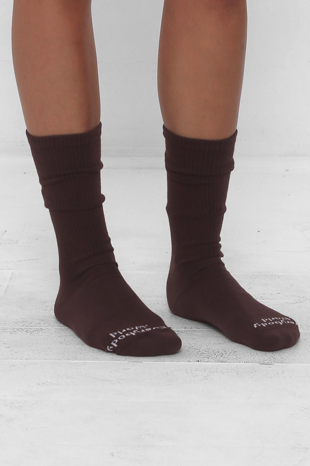 3/4 view shown on a person's lower legs.
