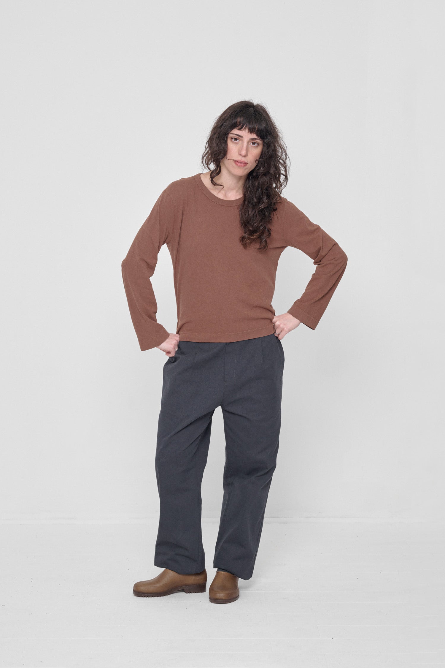 Styled with Slate Life Uniform Pants and Plasticana Gardana Clogs.