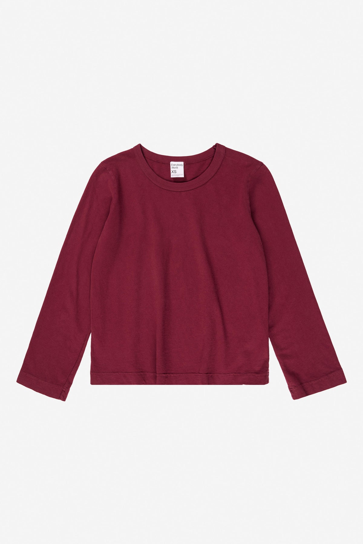 Straight Sleeve Tailored Trash Tee in Garnet – flat lay, no model