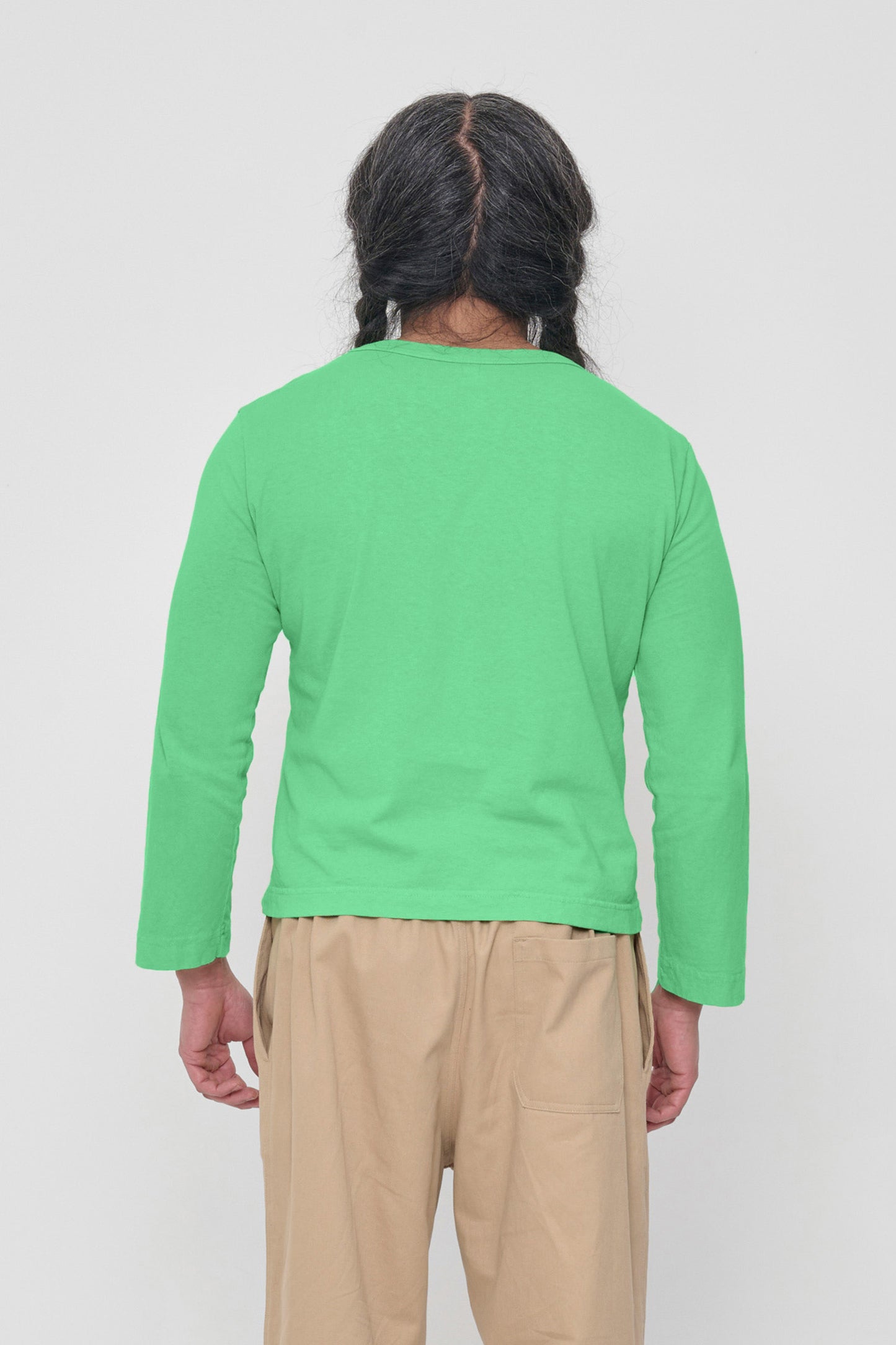 Back view: fitted across upper back with some ease at lower back.