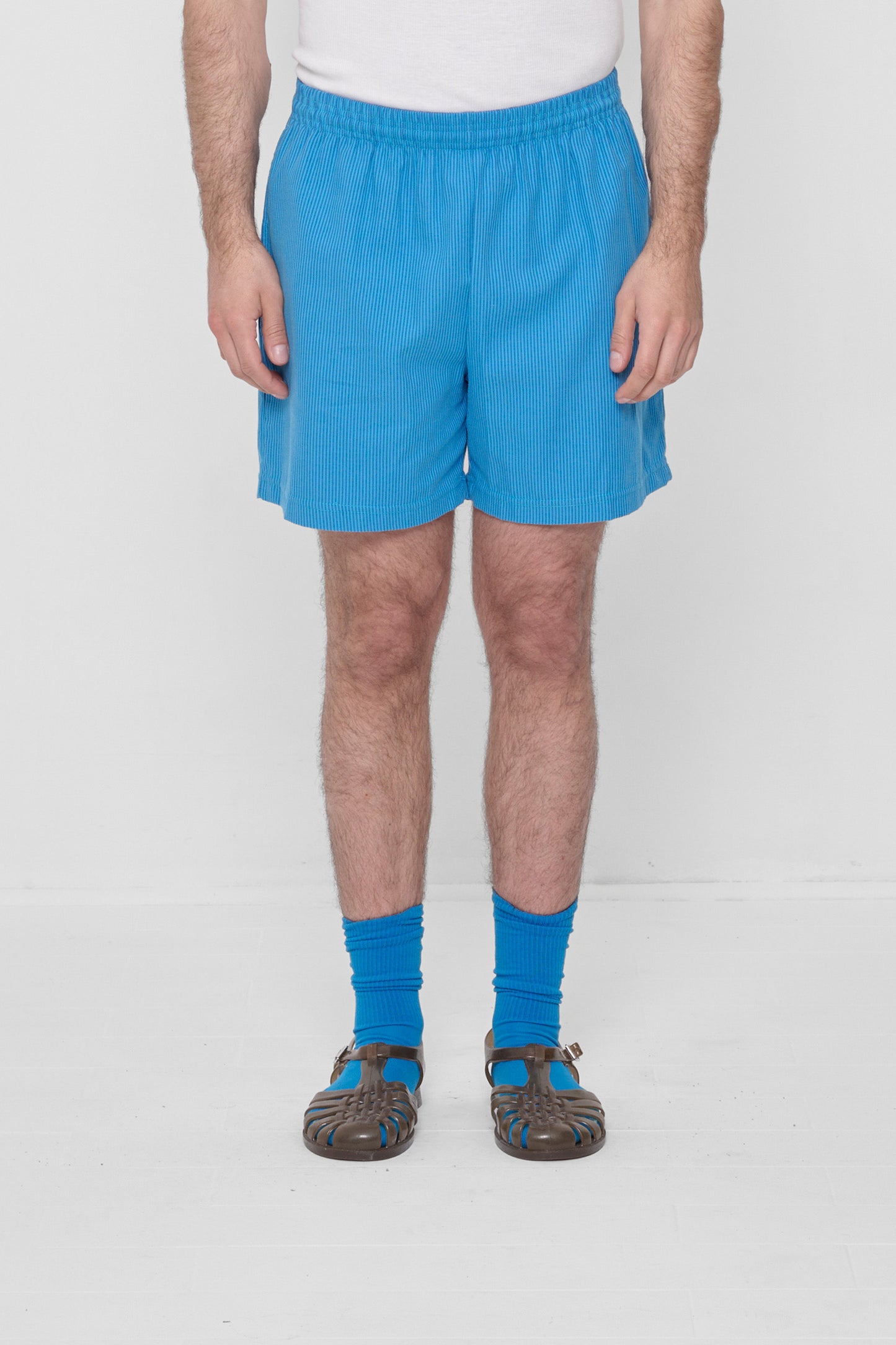 Size XL Malibu Stripe Everyday Shorts on a 6'2" model. Hem hits their mid thigh.