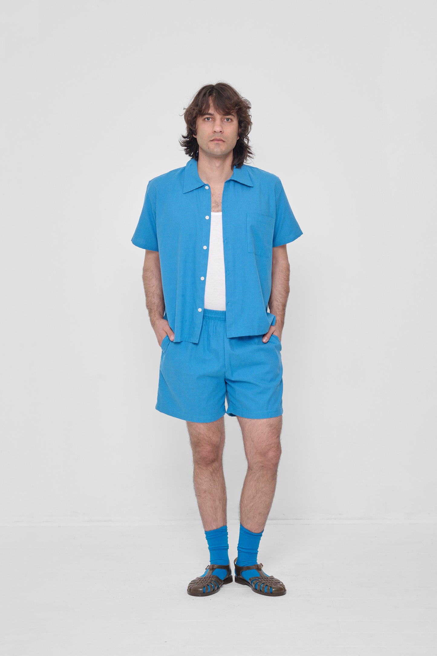 Styled with Malibu Stripe Everyday Shorts and Plasticana Jelly Sandals. 
