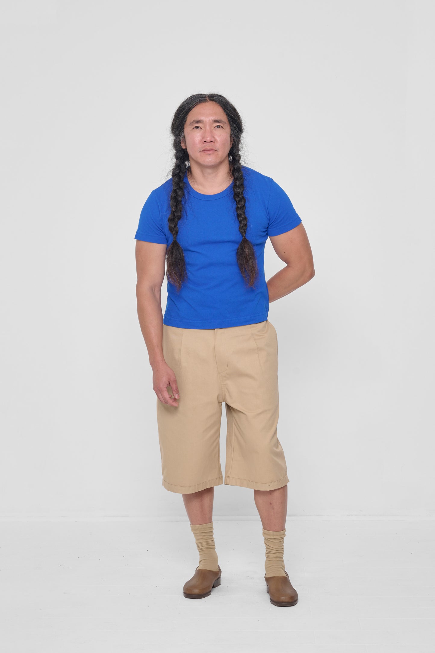 Styled with Sand Storm Bermuda Shorts and Squishy Socks, and Plasticana shoes.