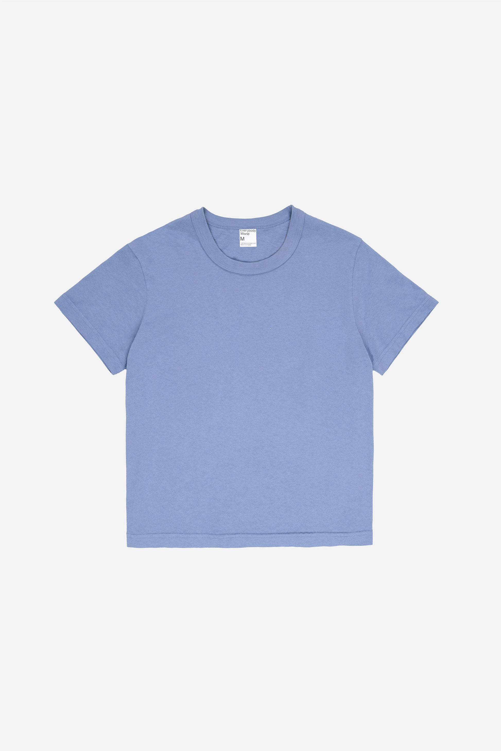 Flat lay of Periwinkle Tailored Trash Tee, front view