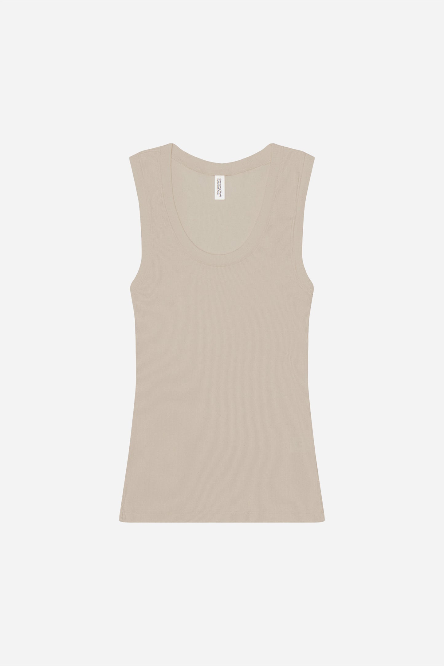 Flat lay of The Tank in Oat, front view with scoop neck