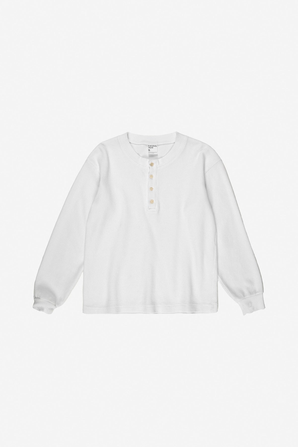 Thermal Henley Trash Tee in White – flat lay, no model