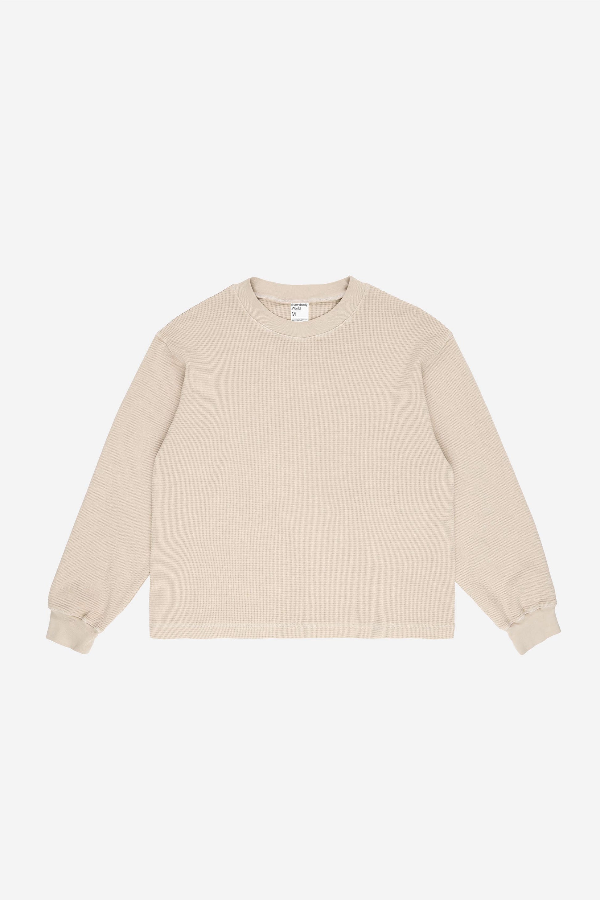 Flat lay of Oat Thermal Long Sleeve Boxier Trash Tee, front view