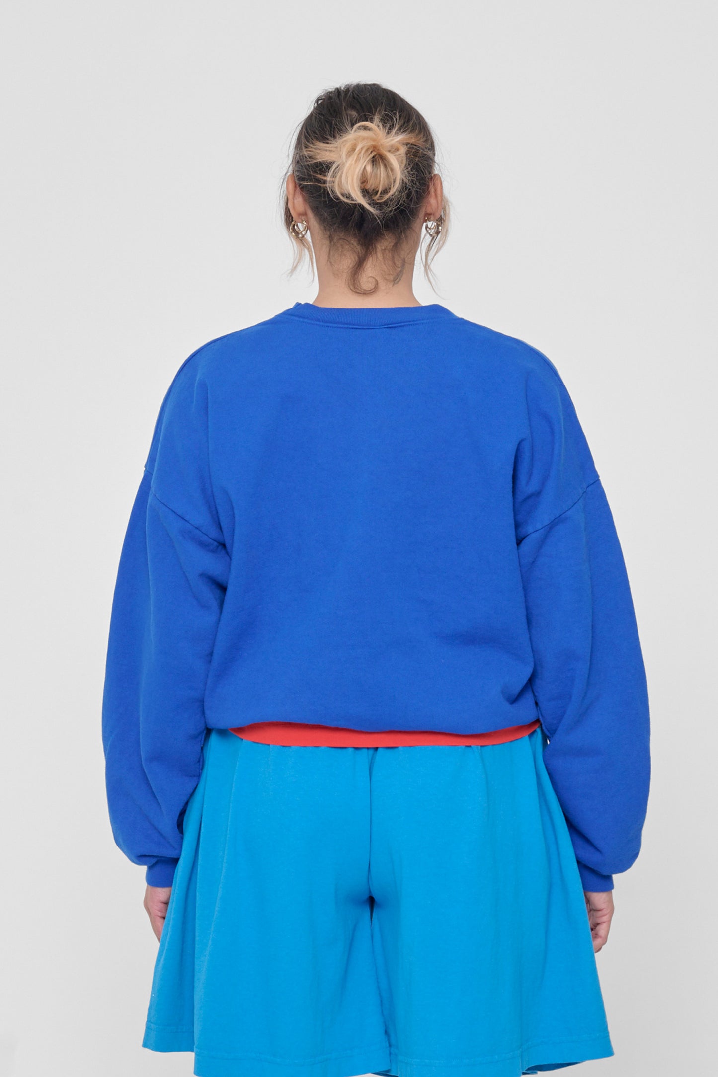 Back view: Relaxed throughout until the rib hem and cuffs.