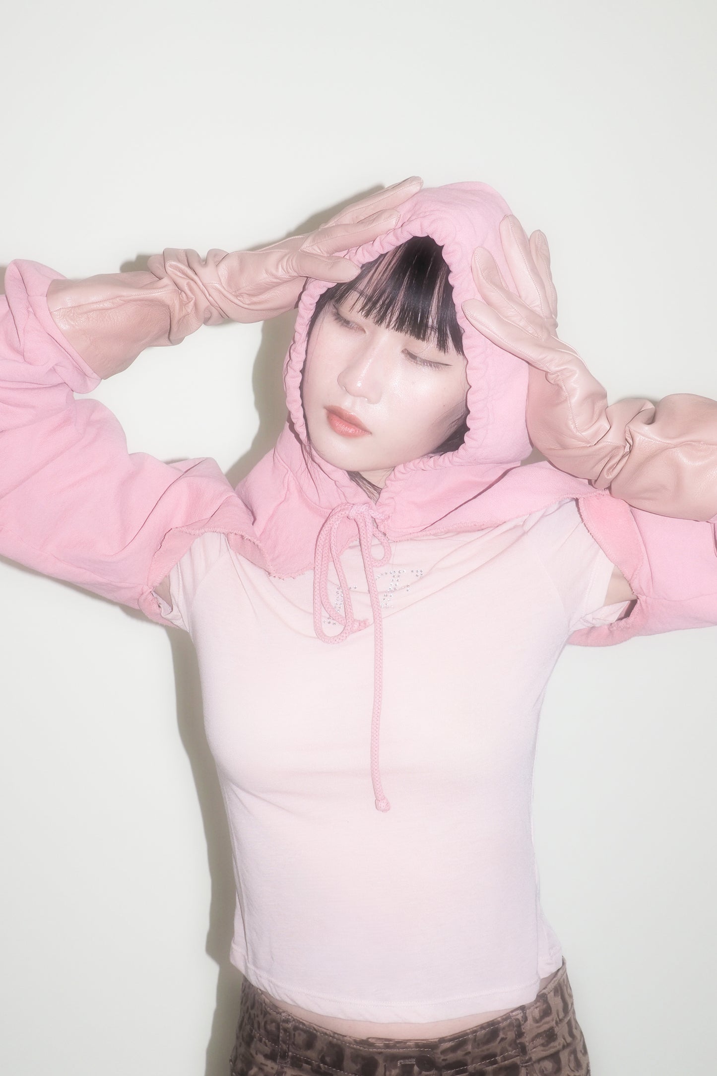 Wild Rose Clyde x Everybody.World Hoodie Scarf with drawcord tied.