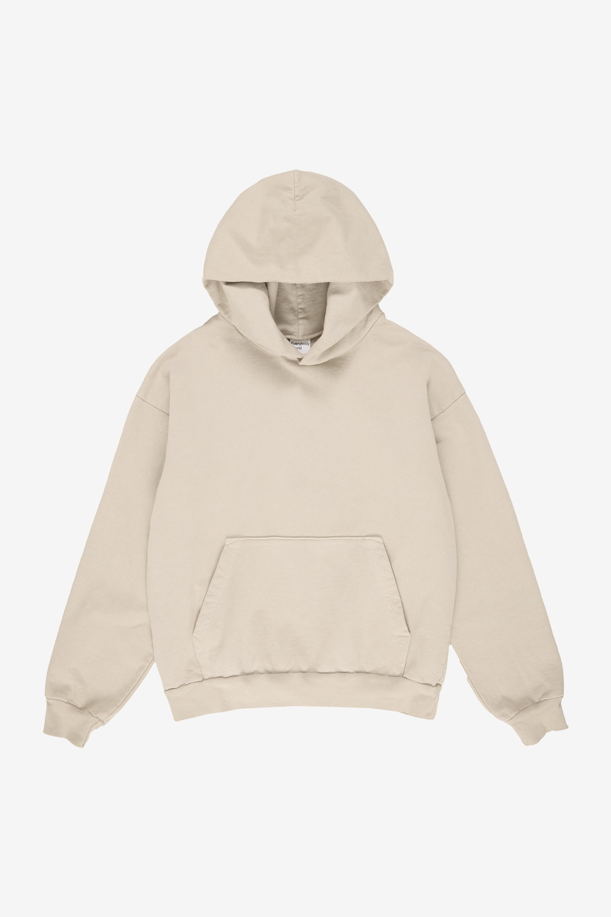 Flat lay with hood lifted above the collar.