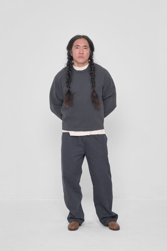 Styled over Scour Boxier Trash Tee and Slate Life Uniform Pants.