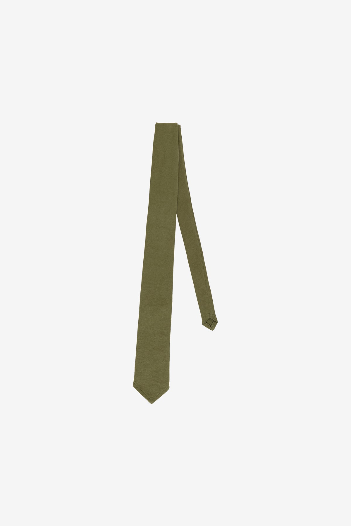 Trash Tie in Olive – front view flat lay, no model