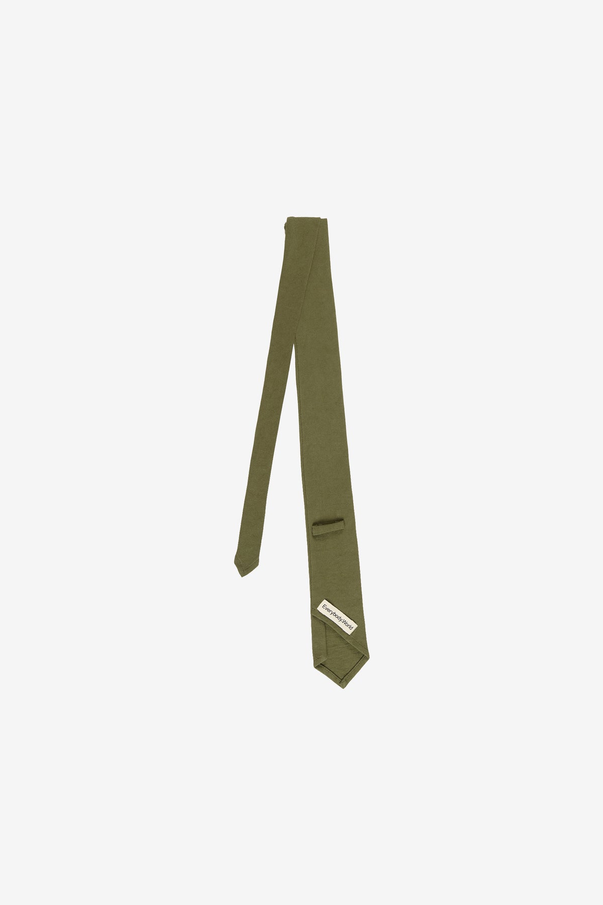Trash Tie in Olive – back view flat lay, no model