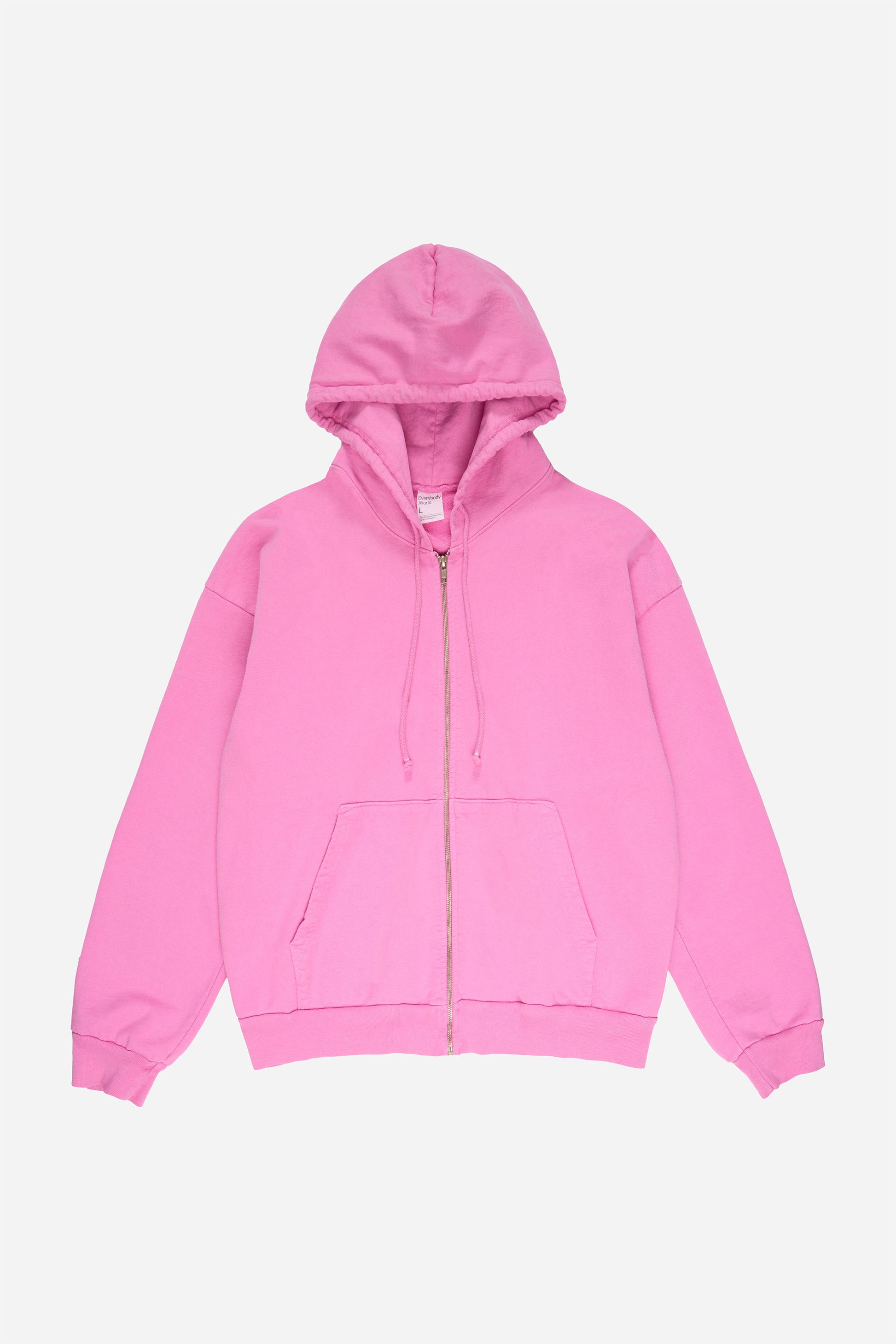 Flat lay front view of Pixie Trash Zip Up Hoodie with hood lifted above the collar