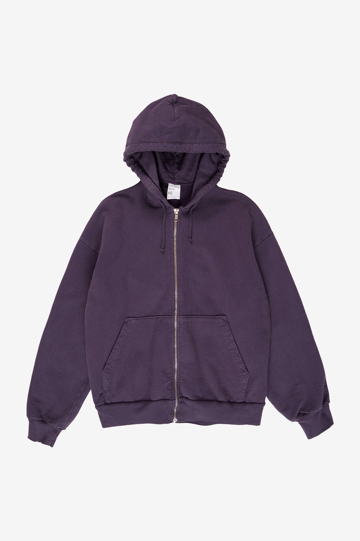 Trash Zip Up Hoodie in Washed Mulberry – flat lay, no model