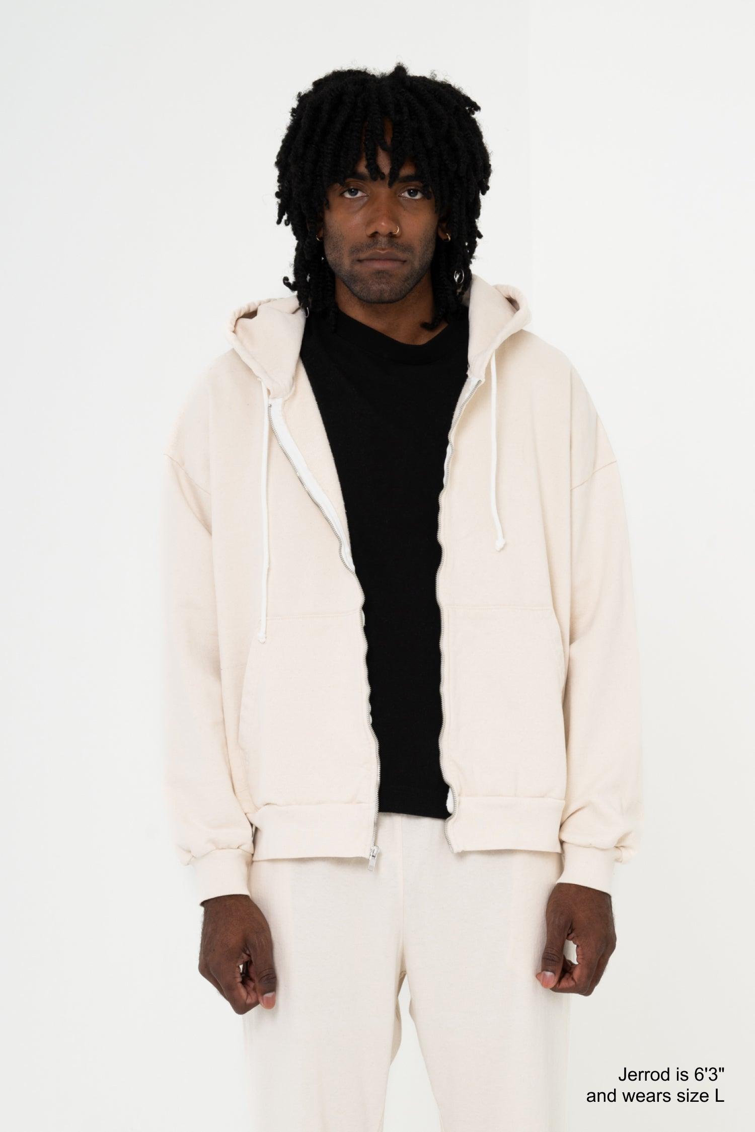 Oversized white 2024 zip up hoodie