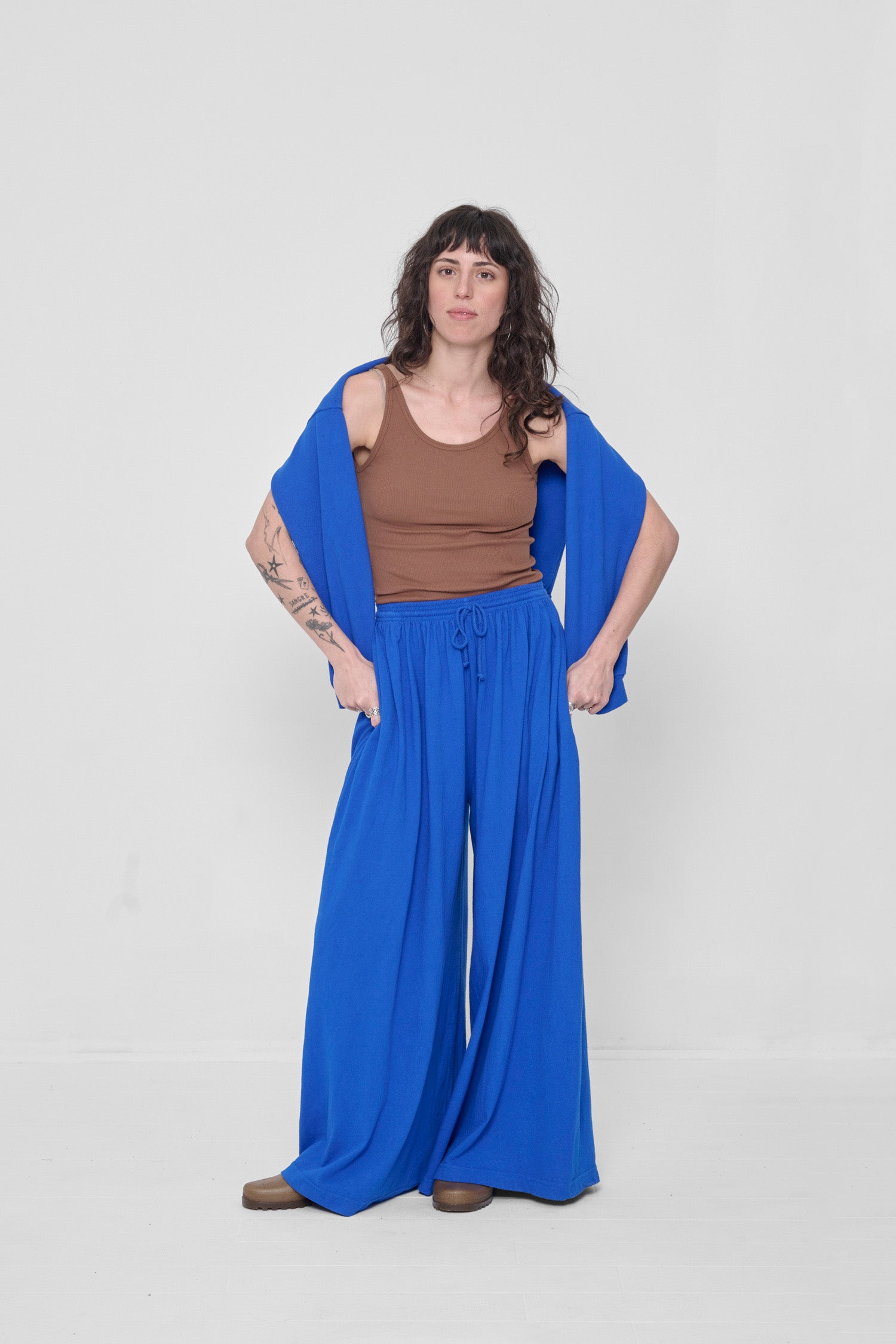 Styled with Lapis Trash Crewneck and Potting Soil Rib Tank. 