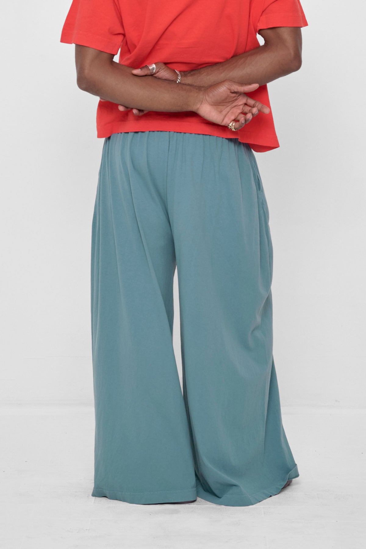Tubular Pants in Oyster – back view on model