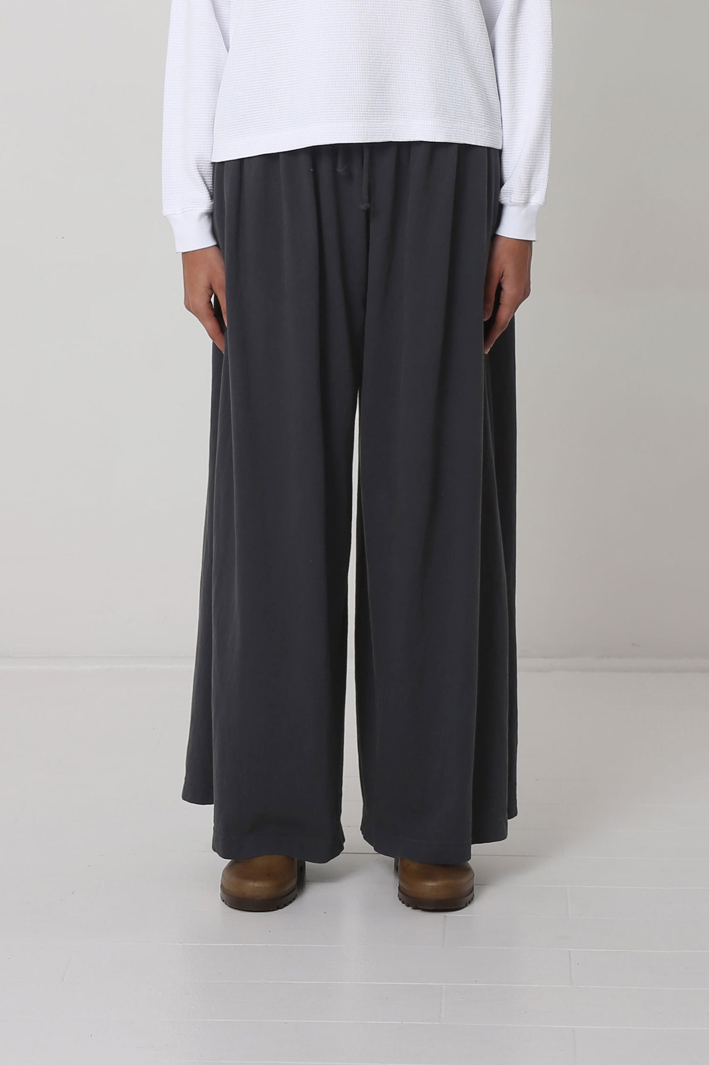 Waist-down front view of a 5'10' person in Slate Tubular Pants. 