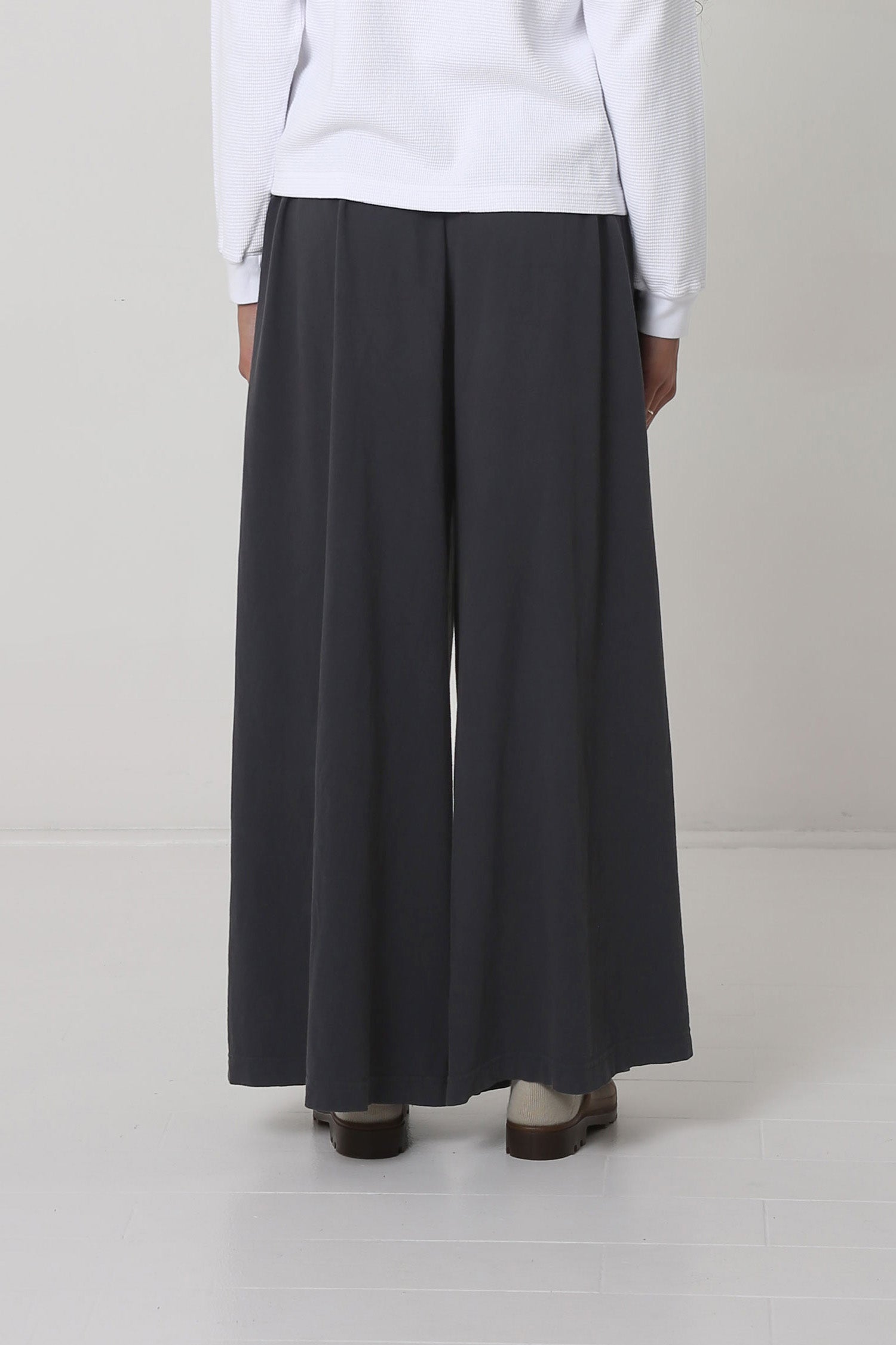 Back view shows hem just below the model's ankles.